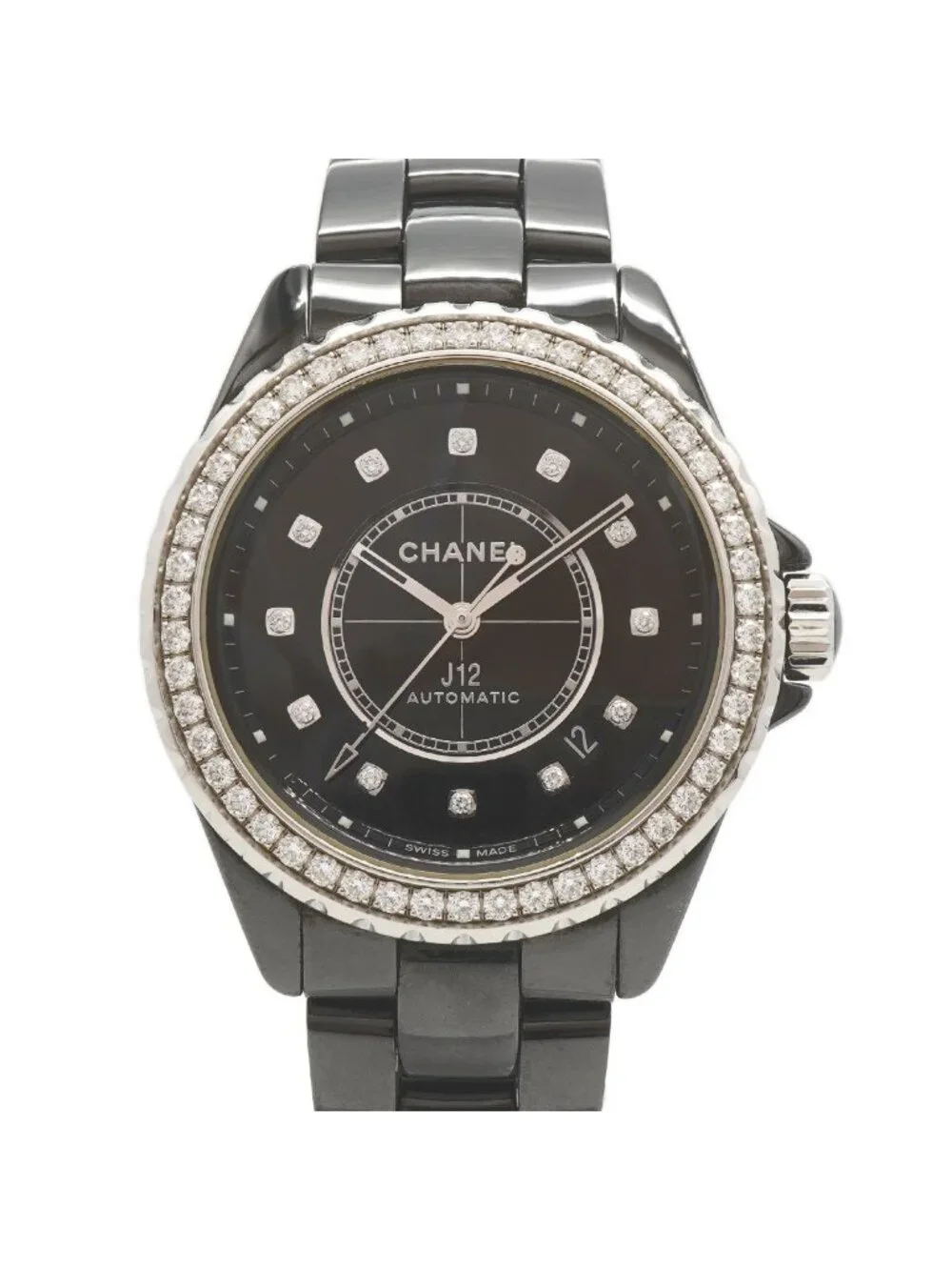 Chanel Caliber 12.1 Diamond Bezel Black Dial Watch